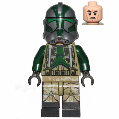 LEGO Star Wars Clone Trooper Commander Gree, 41st Elite Corps Phase 2 - Kashyyyk Camouflage, Dark Tan Markings on Legs, Scowl Minifigure sw1003