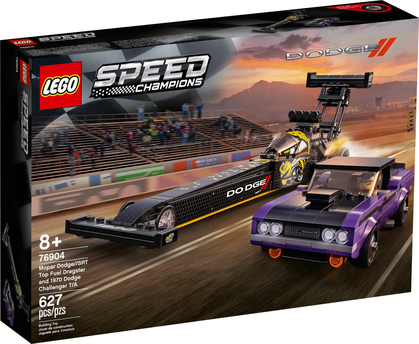 LEGO Speed Champions Mopar Dodge//SRT Top Fuel Dragster and 1970 Dodge Challenger T/A 76904