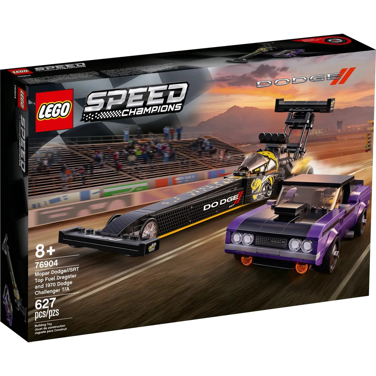 LEGO Speed Champions Mopar Dodge//SRT Top Fuel Dragster and 1970 Dodge Challenger T/A 76904