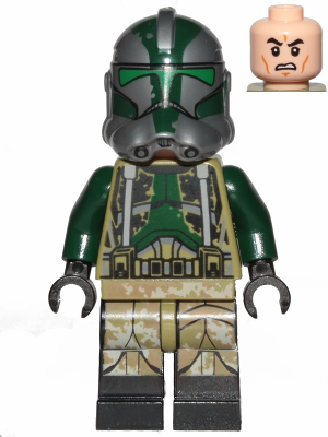 LEGO Star Wars Clone Trooper Commander Gree, 41st Elite Corps Phase 2 - Kashyyyk Camouflage, Dark Tan Markings on Legs, Scowl Minifigure sw1003